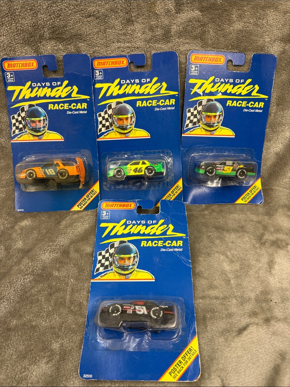 VTG Lot of 4 Matchbox Days of Thunder Die Cast Metal Race Car 1:64 Scale O